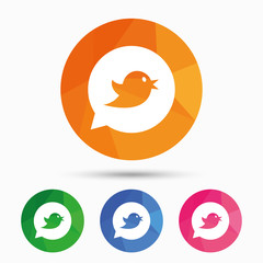 Bird sign icon. Social media symbol.