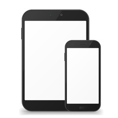 Black mobile phone and tablet with blank screen