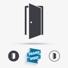 Door sign icon. Enter or exit symbol.