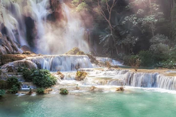 Fotobehang Kuang Si Waterfall (Tat Guangxi), Luang Prabang, Laos © freedom_naruk