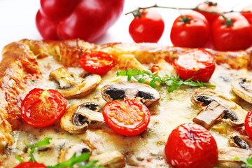 Freshly homemade pizza closeup