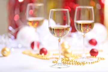 Wineglasses on blurred background