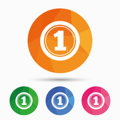 First place award sign. Winner symbol.