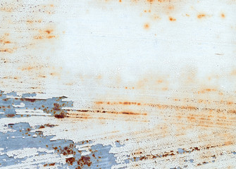 A background of peeling paint and rusty old metal
