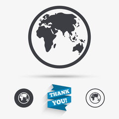 Globe sign icon. World map geography symbol.