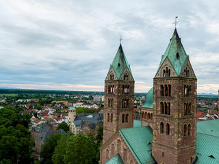 Speyer Dom Rheinland Pfalz Kaiserdom Rhein Fliughafen Luftbild Brezel