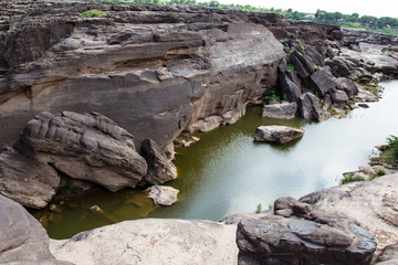 pond in Sampanbok , in Mekong River, Ubon Ratchathani. Grand can