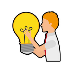 Male person concept represented by man with bulb icon. isolated and flat illustration 