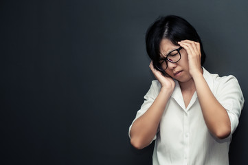 woman having headache.