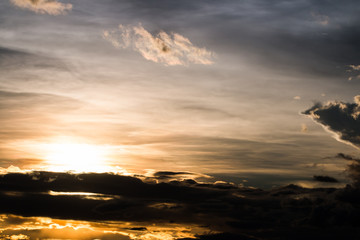 colorful dramatic sky with cloud at sunset