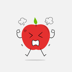 angry apple simple clean cartoon illustration