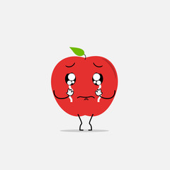 crying apple simple clean cartoon illustration