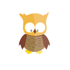 Vector brown owl isolated on a white background.