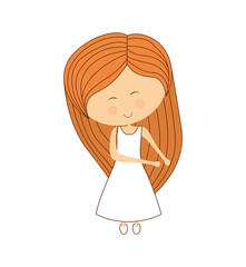 cute little girl with long hair, vector illustration