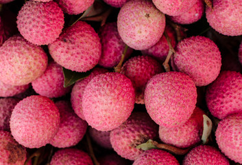 Bunch of ripe lychees fruit.