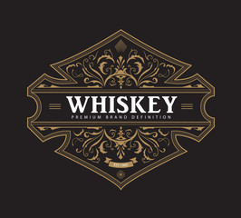 Antique badge label typography vintage frame design vector