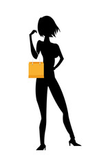 woman holding shopping bag silhouette