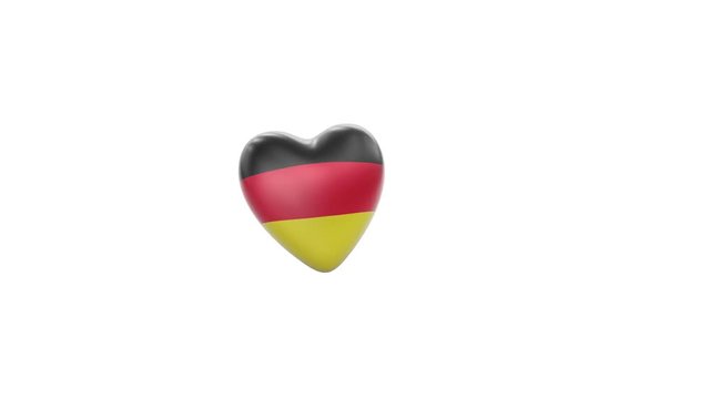Flying herat with flag of Germany. Looping. Alpha channel included. You can use this footage for shifting of broadcasting for example. Duration of every part is 4s ( 120 frames ).