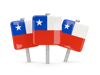 Flag of chile, three square pins