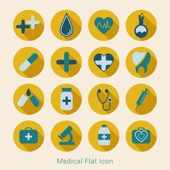 Medical flat icon, medical icon circle, medical icon art, medical icon app, medical icon web, Vector flat illustration