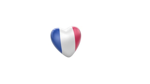 Flying herat with flag of France. Looping. Alpha channel included. You can use this footage for shifting of broadcasting for example. Duration of every part is 4s ( 120 frames ).