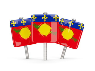 Flag of guadeloupe, three square pins