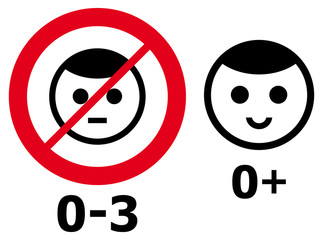 Prohibition and consent signs for children from zero to three years
