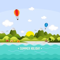 Fototapeta na wymiar Summer beach holiday, Vector illustration