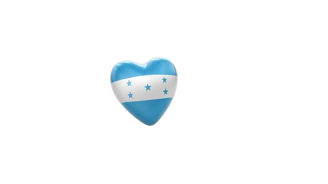 Flying herat with flag of Honduras. Looping. Alpha channel included. You can use this footage for shifting of broadcasting for example. Duration of every part is 4s ( 120 frames ).