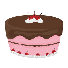 Dessert and celebration concept represented by sweet cake with cherrys icon. isolated and flat illustration 