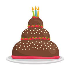 Dessert and celebration concept represented by sweet cake with candles icon. isolated and flat illustration 