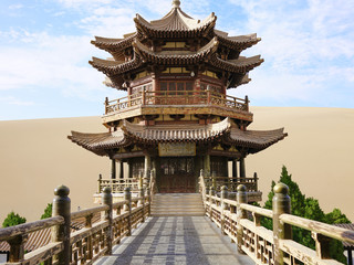 The Crescent Moon Pagoda in Dunhuang on the Silk Road (Gansu Province, China)