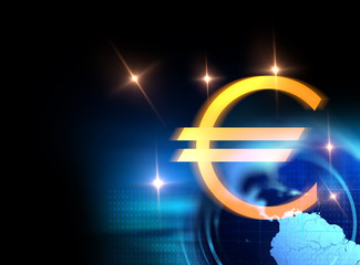 3d rendering of euro and european union sign on technology backg