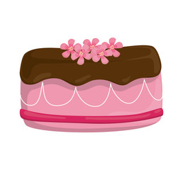 Dessert and celebration concept represented by sweet cake with flowers icon. isolated and flat illustration 