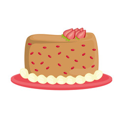 Dessert and celebration concept represented by sweet cake with strawberrys icon. isolated and flat illustration 
