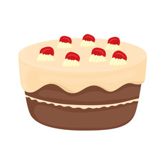 Dessert and celebration concept represented by sweet cake with cherrys icon. isolated and flat illustration 