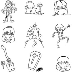 Halloween flat black white element