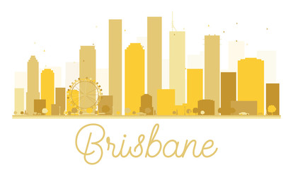 Brisbane City skyline golden silhouette.