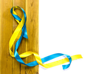 Yellow and blue satin ribbons