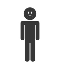 Thinking concept represented by pictogram with Negative feeling icon. isolated and flat illustration 