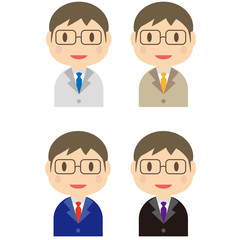 4色のスーツの眼鏡の男性