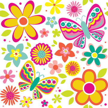 spring pattern with cute butterflies suitable for gift wrap or wallpaper background 