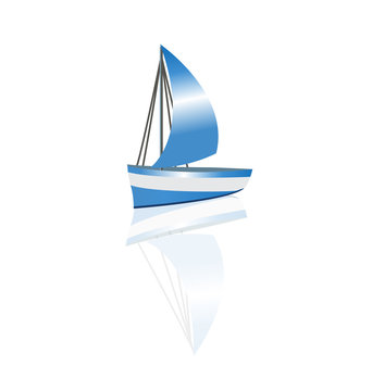 Boat waves beach image logo template