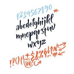 Vector alphabet. Hand drawn letters. Letters of the alphabet written with a brush.