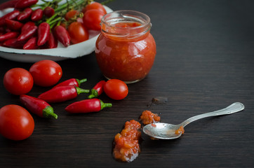 Home made ketchup in a jar
