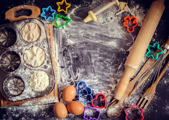 Baking concept on dark background