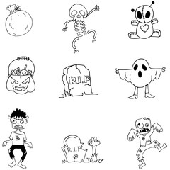 Character Halloween in doodle element