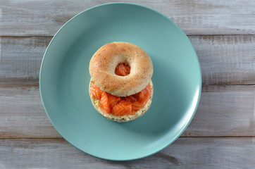 Flat lay of New York Salmon bagel