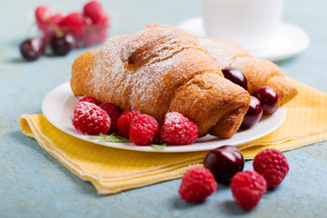 Freshly baked croissants.selective focus