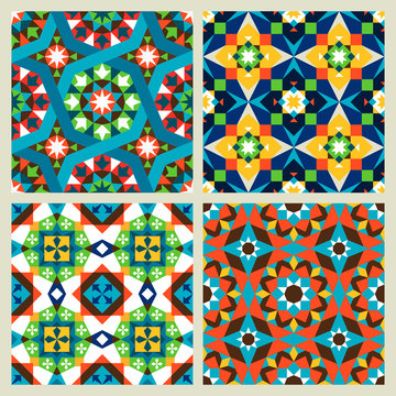 Moroccan mosaic vector or modern arabic seamless patterns